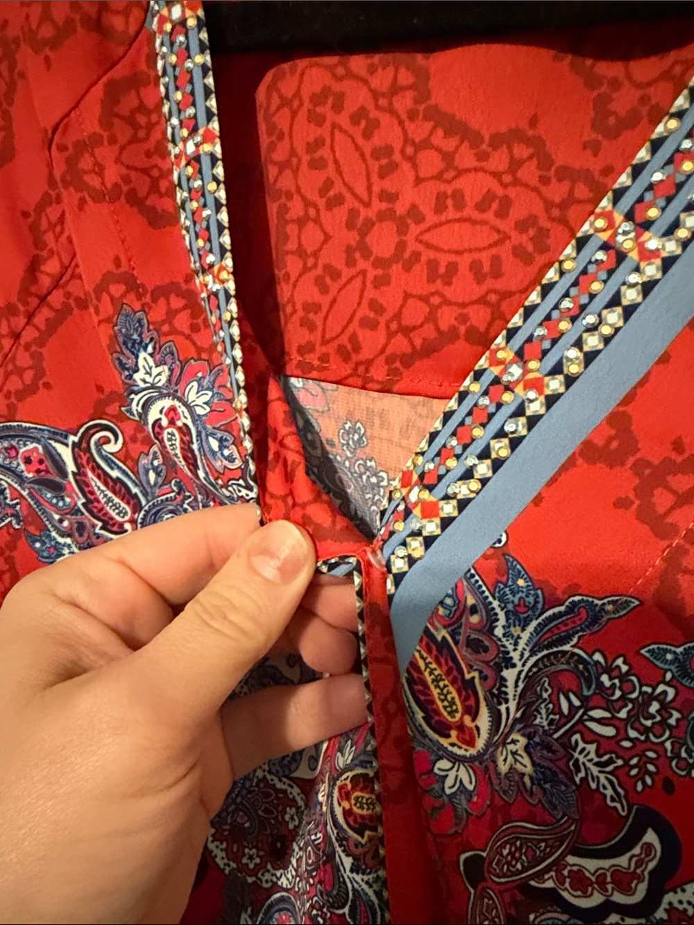 Reba Red Floral Print Faux Wrap Top - Picture 7 of 9